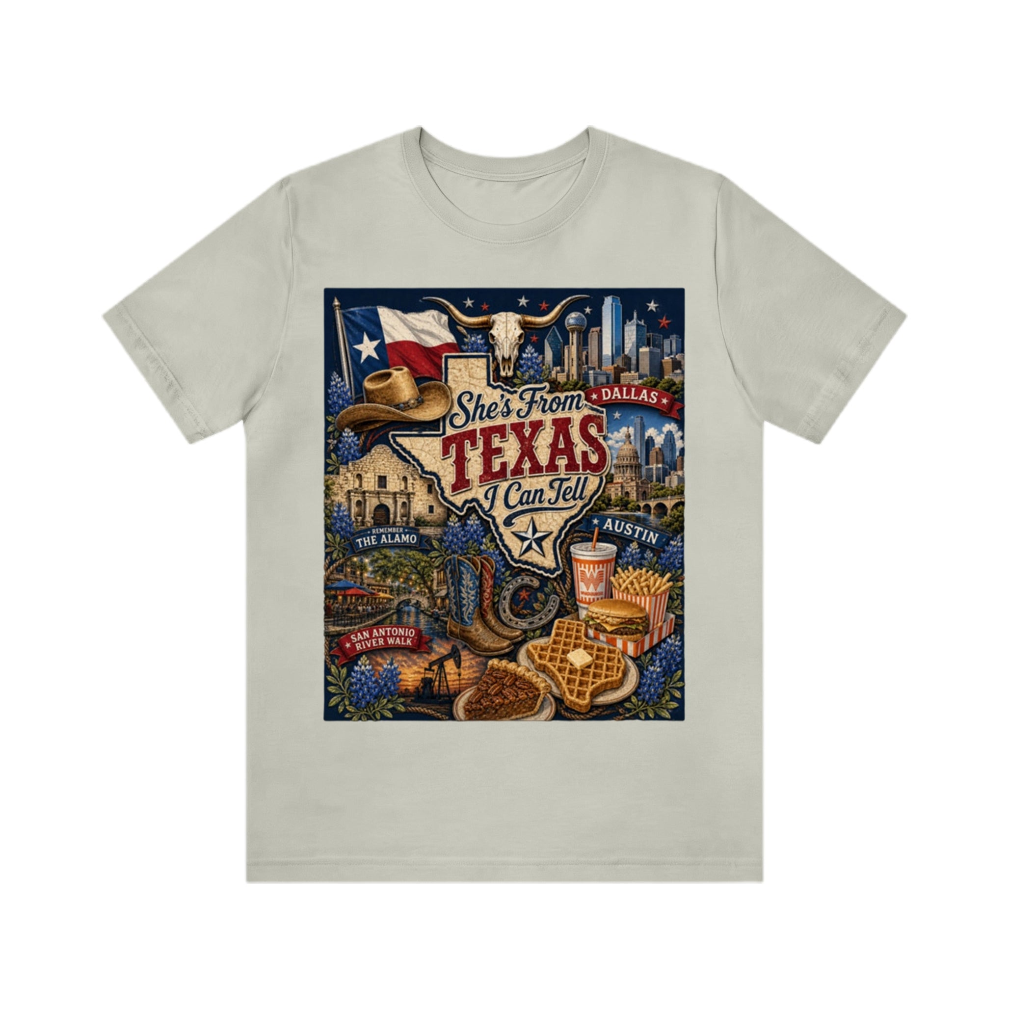 Shes from Texas I Can Tell State Pride Texas Flag Map T-Shirt