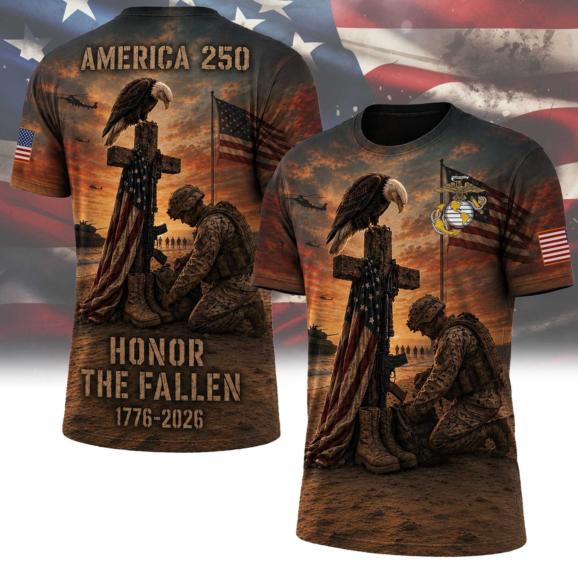 America 250 U.S. Marine Honor The Fallen T-Shirt