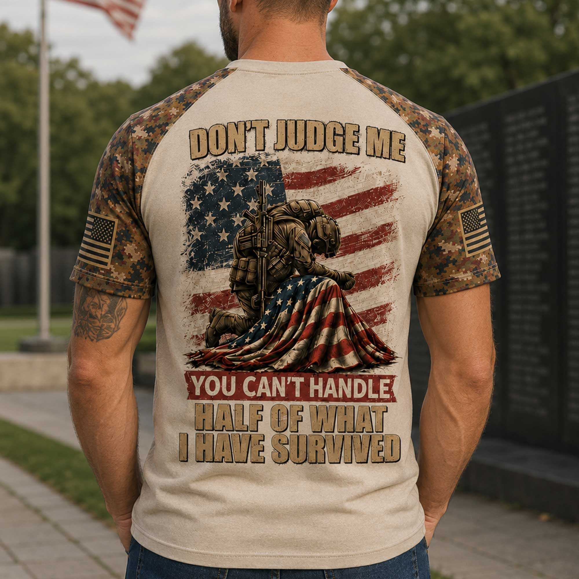Veteran U.S. Marine Don’t Judge Me Patriotic T-Shirt