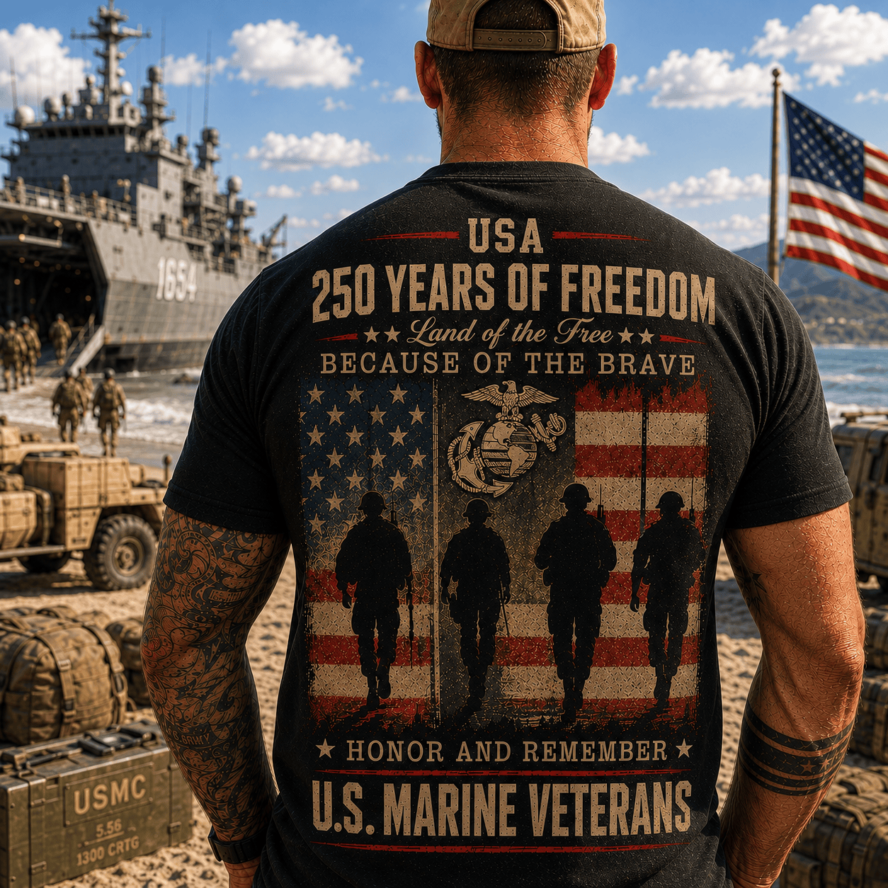 Honor And Remember U.S. Marine Veterans T-Shirt