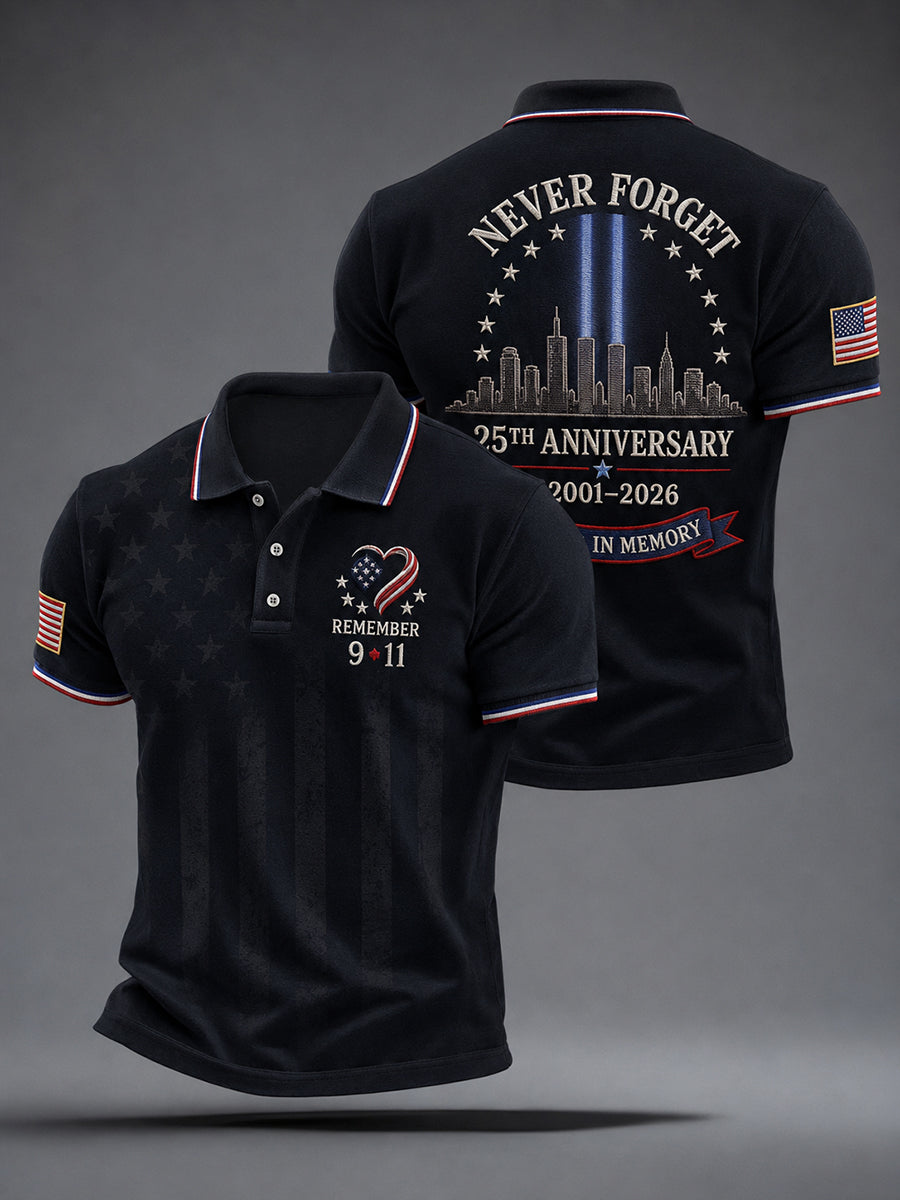 Men's 9/11 25th Anniversary We Will Never Forget Printed Shirt
