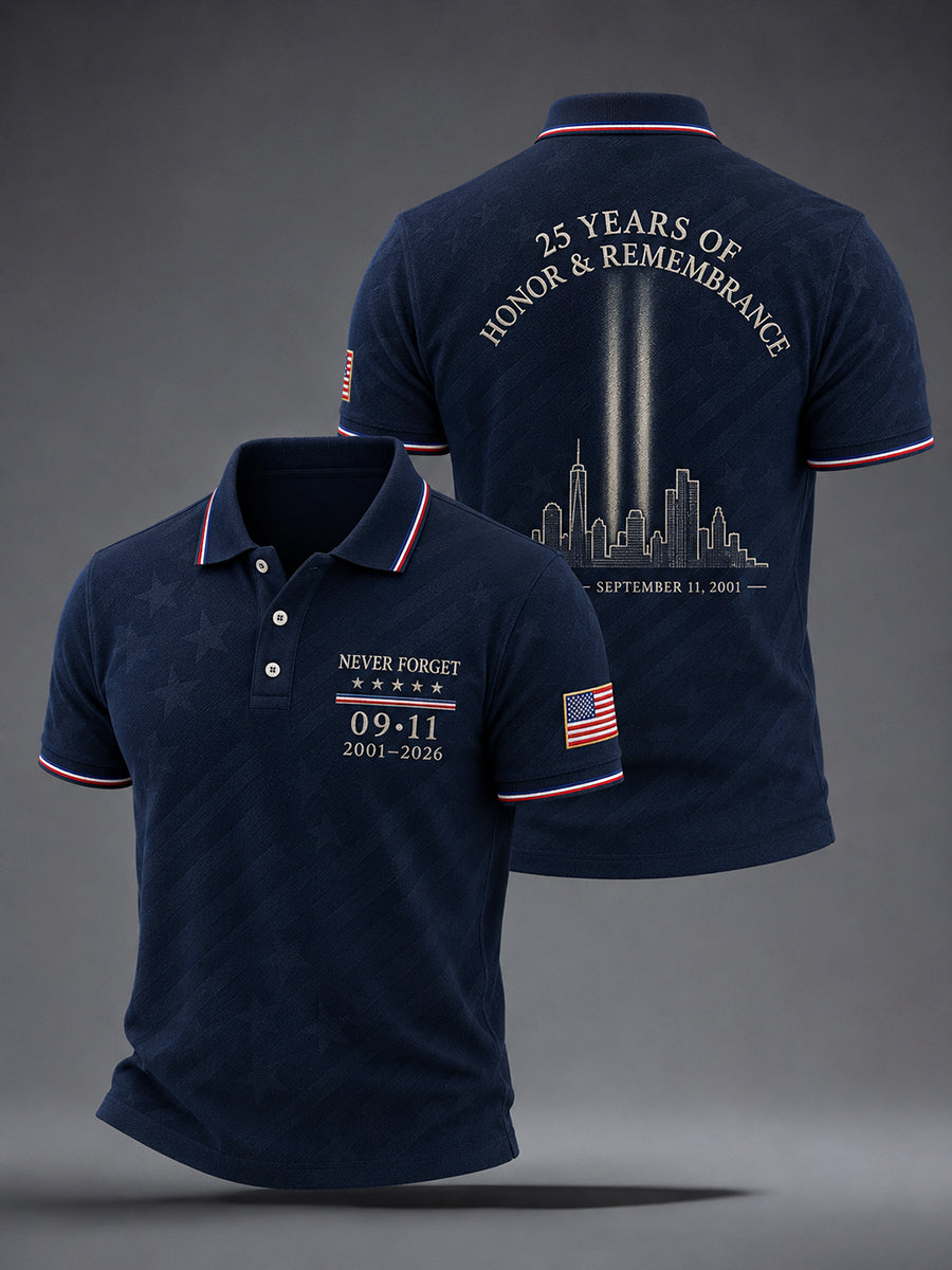 Men's 9/11 25th Anniversary We Will Never Forget Printed Shirt