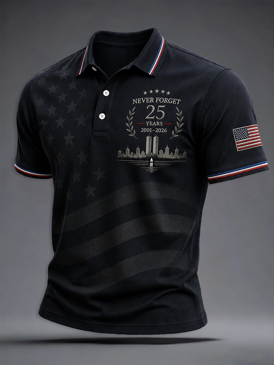Men's 9/11 25th Anniversary We Will Never Forget Printed Shirt