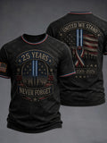 Men's 9/11 25th Anniversary We Will Never Forget Printed T-Shirt