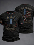 Men's 9/11 25th Anniversary We Will Never Forget Printed T-Shirt