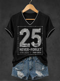 Women's 9.11 Never Forget Printed V-neck T-shirt