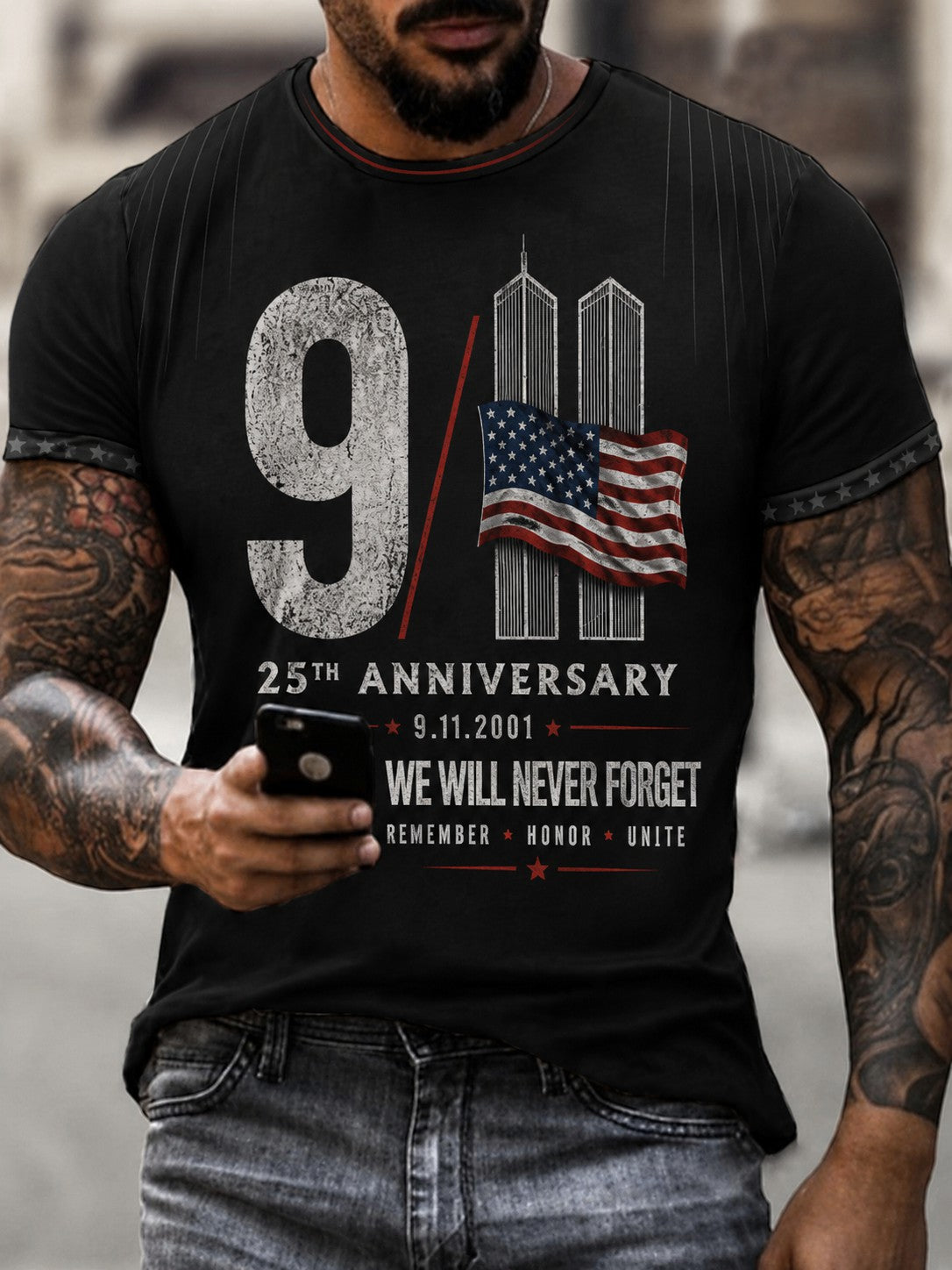 Men's 9.11 Never Forget  Printed T-shirt