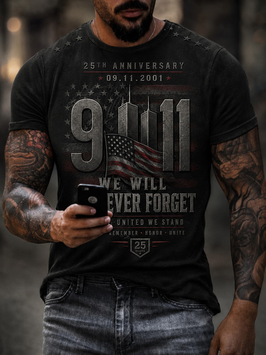 Men's 9.11 Never Forget  Printed T-shirt