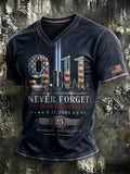 Men's 9.11 Never Forget Printed V-neck T-shirt