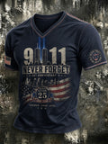 Men's 9.11 Never Forget Printed V-neck T-shirt