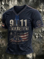 Men's 9.11 Never Forget Printed V-neck T-shirt