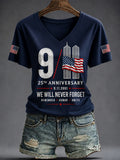 Women's America Printed V-neck T-shirt