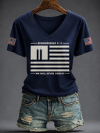 Women's America Printed V-neck T-shirt