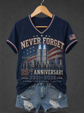 Women's 9.11 Never Forget Printed V-neck T-shirt