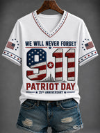 Women's America Printed V-neck T-shirt