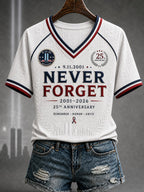 Women's 9.11 Never Forget Printed V-neck T-shirt