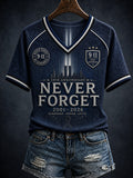 Women's 9.11 Never Forget Printed V-neck T-shirt