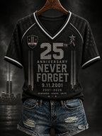 Women's 9.11 Never Forget Printed V-neck T-shirt