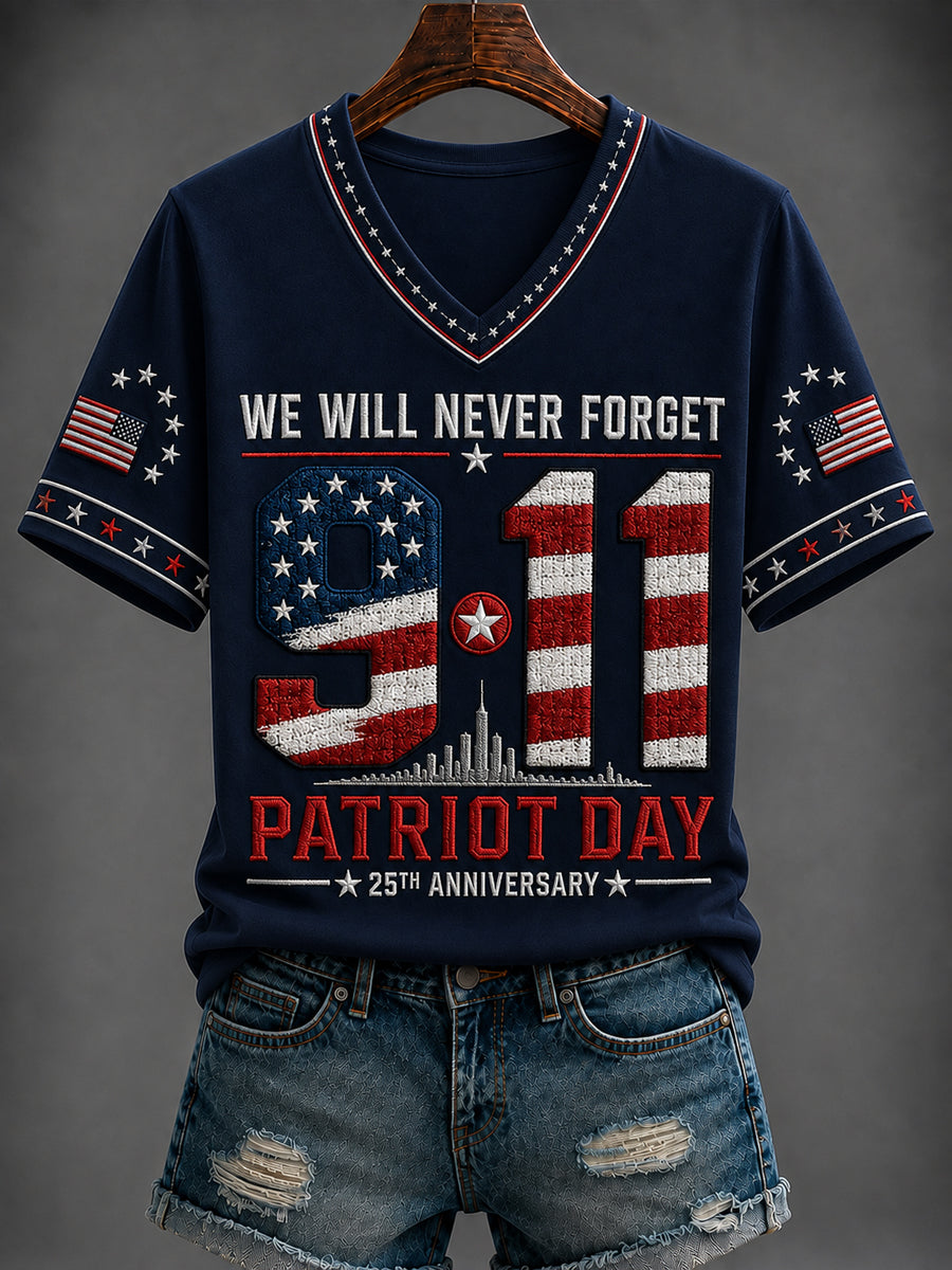 Women's America Printed V-neck T-shirt