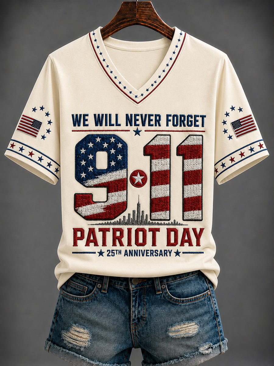 Women's America Printed V-neck T-shirt