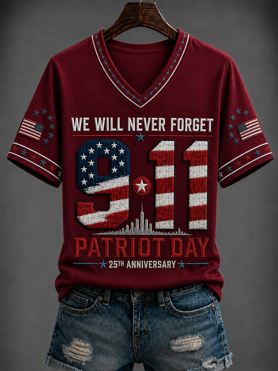 Women's America Printed V-neck T-shirt