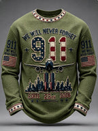 Men's We Will Never Forget 9 11 September 11 Waffle Long Sleeve T-Shirt