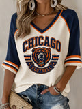 Women's Football Gameday Gift For Football Fans Casual Half-Sleeve V-Neck T-Shirt