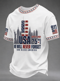 Men's WE WILL NEVER FORGET 2001/25TH/2026 God Bless America t-shirt