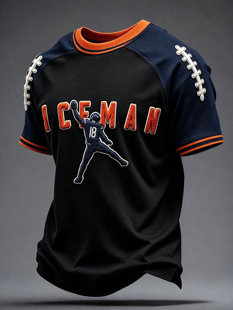 Men's Chicago Football Lover Bear Art Printed T-shirt