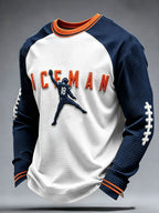 Men's Chicago Football Lover Bear Art Printed Waffle Sweatshirt