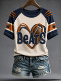 Women's Chicago Football Lover Art Printed round neck short sleeve T-shirt