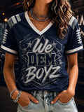 Women's Casual Football Print T-Shirt