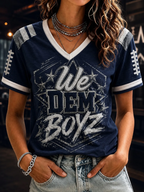 Women's Casual Football Print T-Shirt