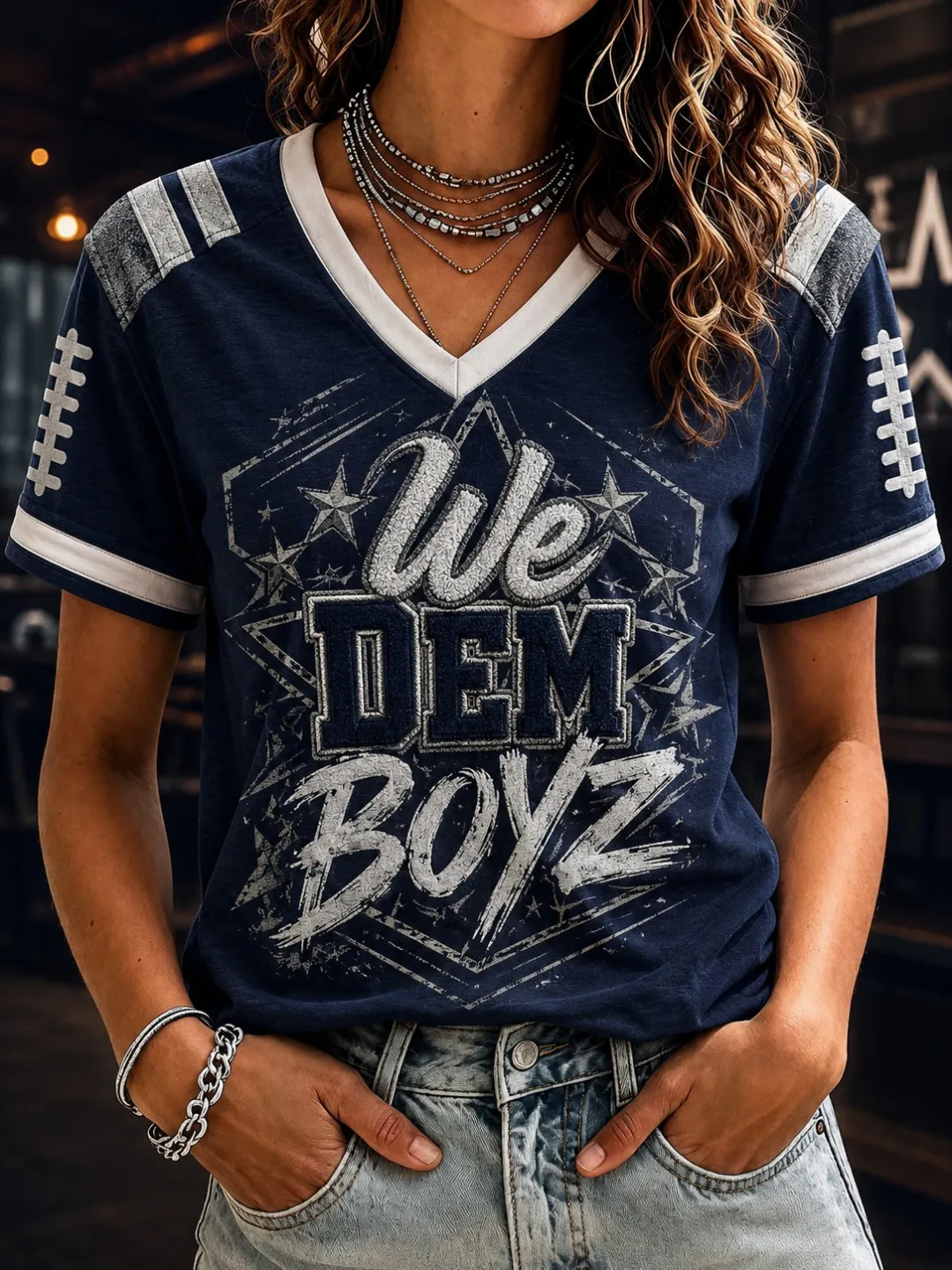 Women's Casual Football Print T-Shirt