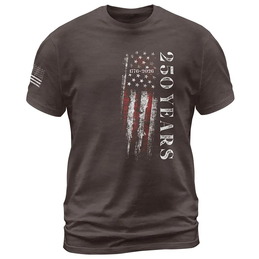 250 Years Vertical Flag T-Shirt – Vintage USA Independence 1776–2026