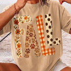 Cute Autumn Floral Paw Print Graphic Tee