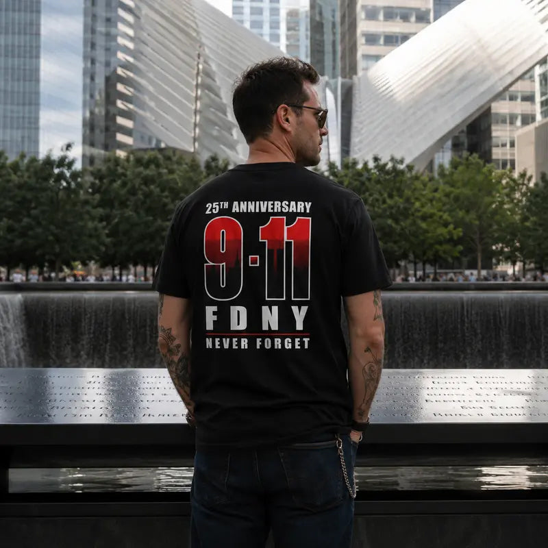 Gradient Red Number Text Men T‑Shirt