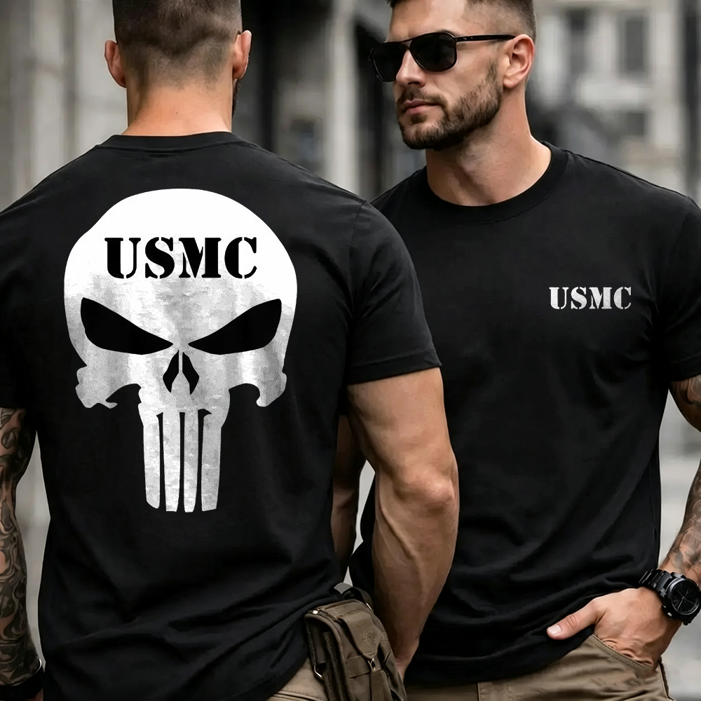 USMC Skull Graphic Men's T‑Shirt