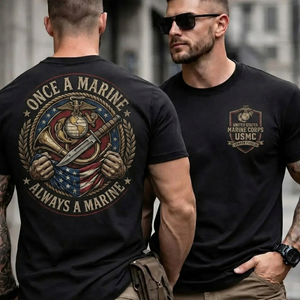 Retro Marine Slogan Print Men's T‑Shirt
