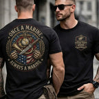Retro Marine Slogan Print Men's T‑Shirt