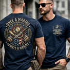 Retro Marine Slogan Print Men's T‑Shirt