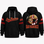 Retro City Football Mascot Graphic Hoodie With Front Pocket
