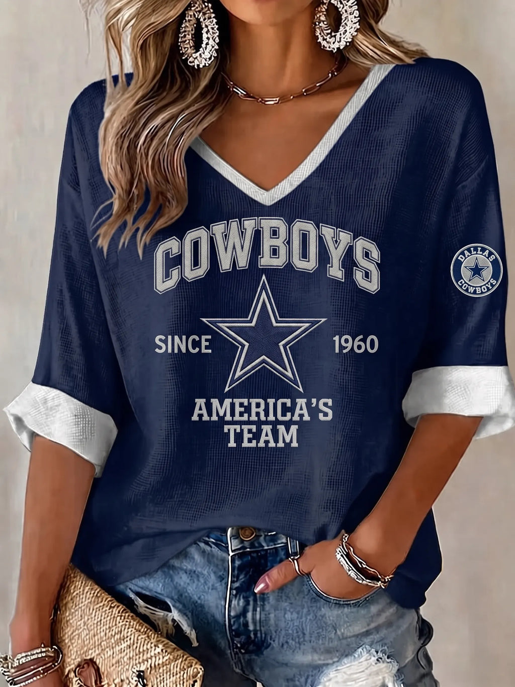 Women's Casual Football Print T-Shirt