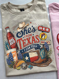 She's From Texas Tour Cowgirl Boots Tacos And Soda Unisex Travel T-shirt