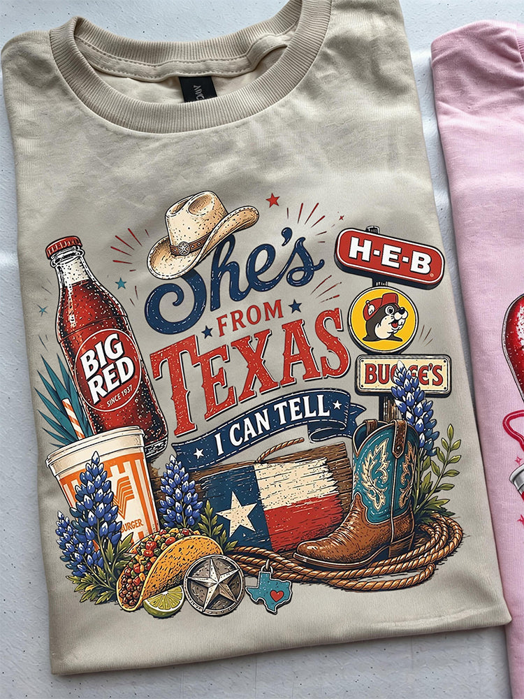 She's From Texas Tour Cowgirl Boots Tacos And Soda Unisex Travel T-shirt