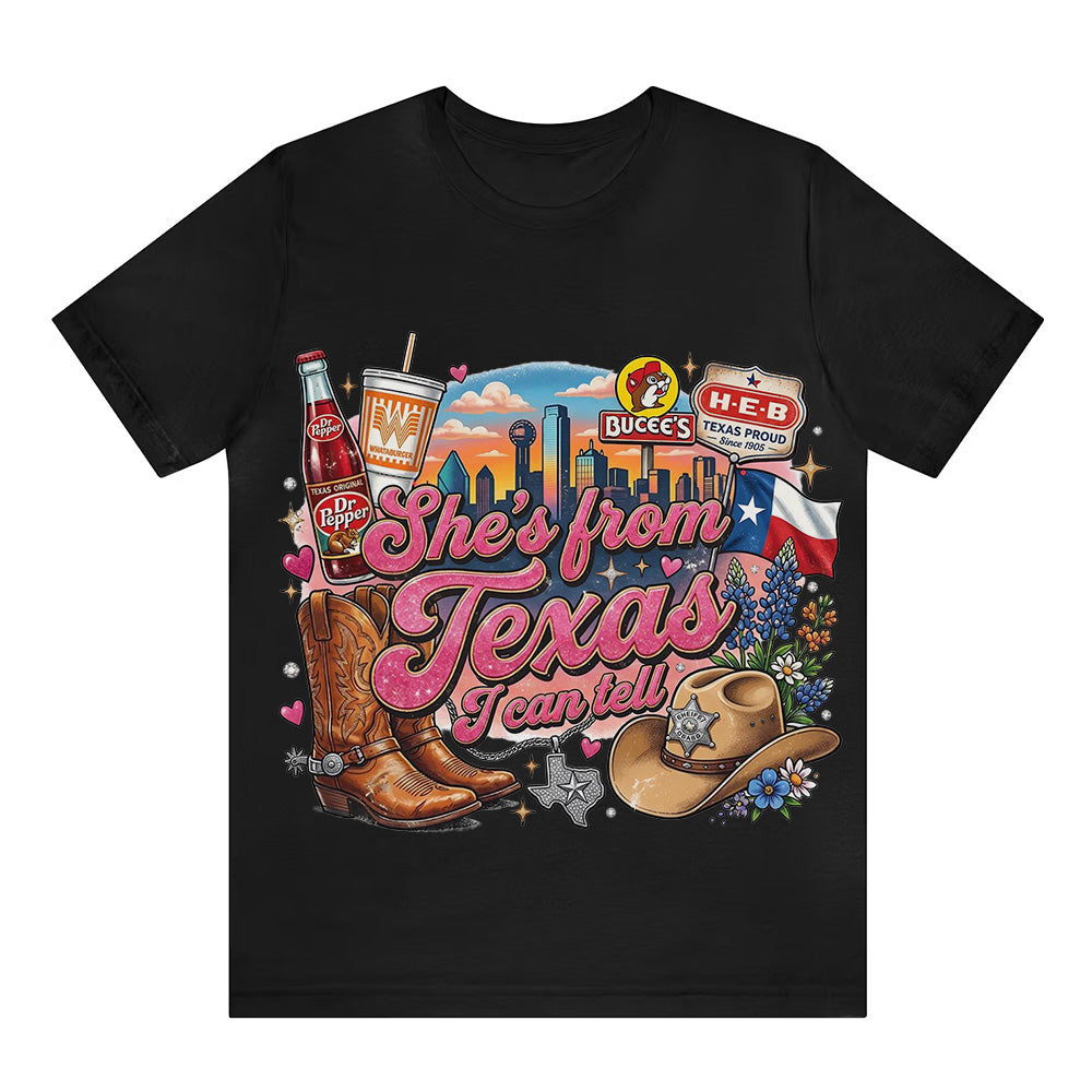 "She's From Texas I Can Tell" Texas T-shirt