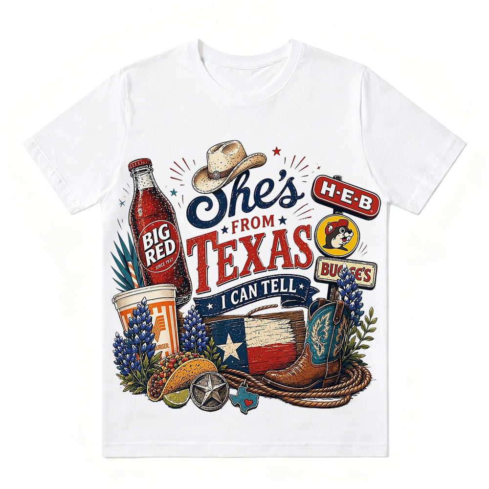She's From Texas Tour Cowgirl Boots Tacos And Soda Unisex Travel T-shirt