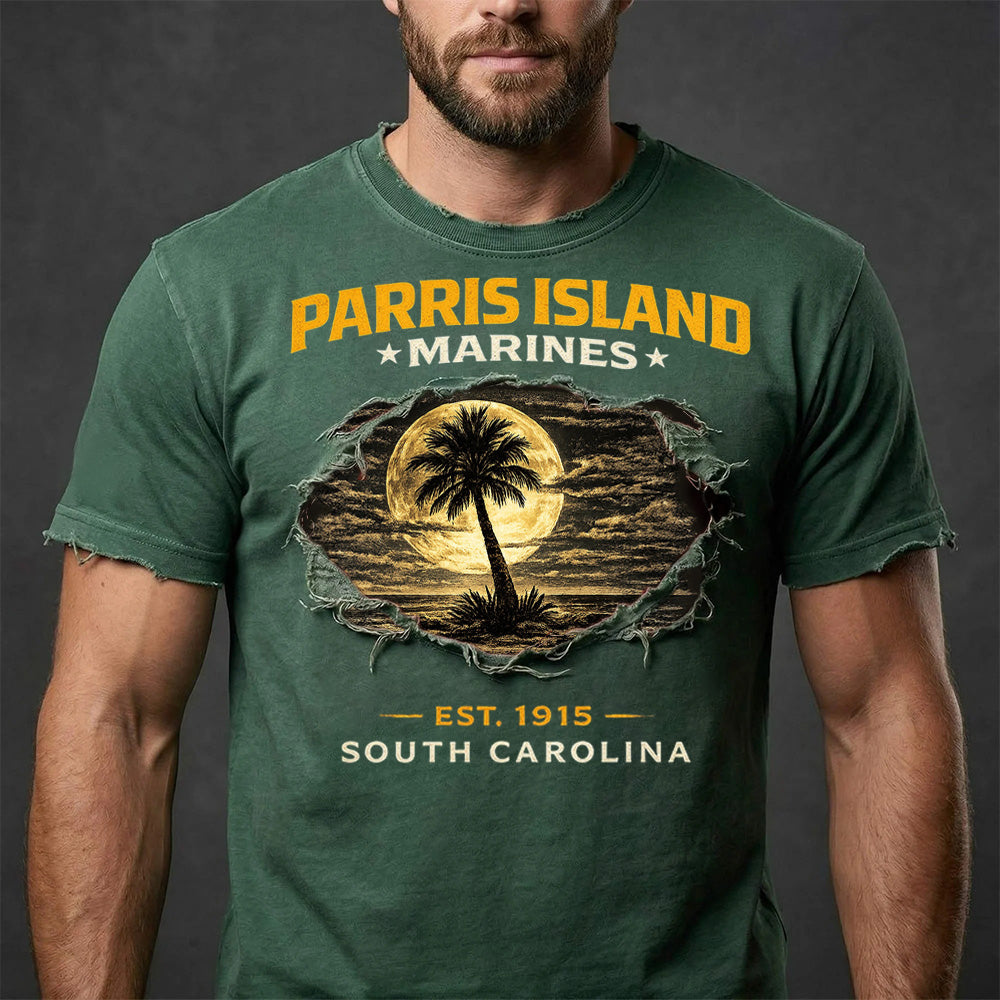 Parris Island Marines South Carolina Distressed T-Shirt