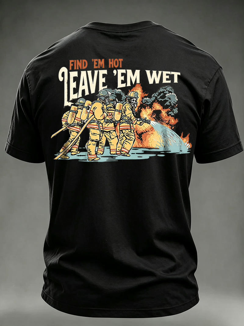 Vintage Firefighter Art Slogan Men Casual Tee