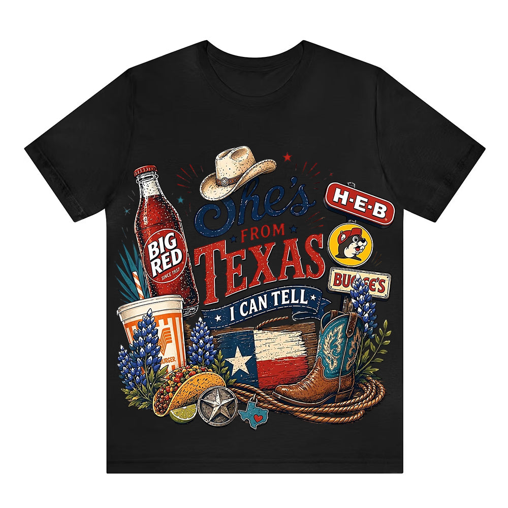 She's From Texas Tour Cowgirl Boots Tacos And Soda Unisex Travel T-shirt